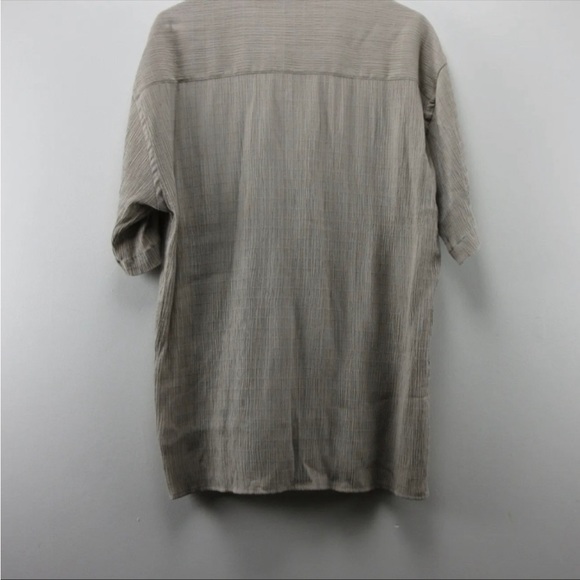 Munsingwear Tan/beige Crepe/Gauze/Double-Face Button-Up Short-sleeve Shirt M - Picture 2 of 3